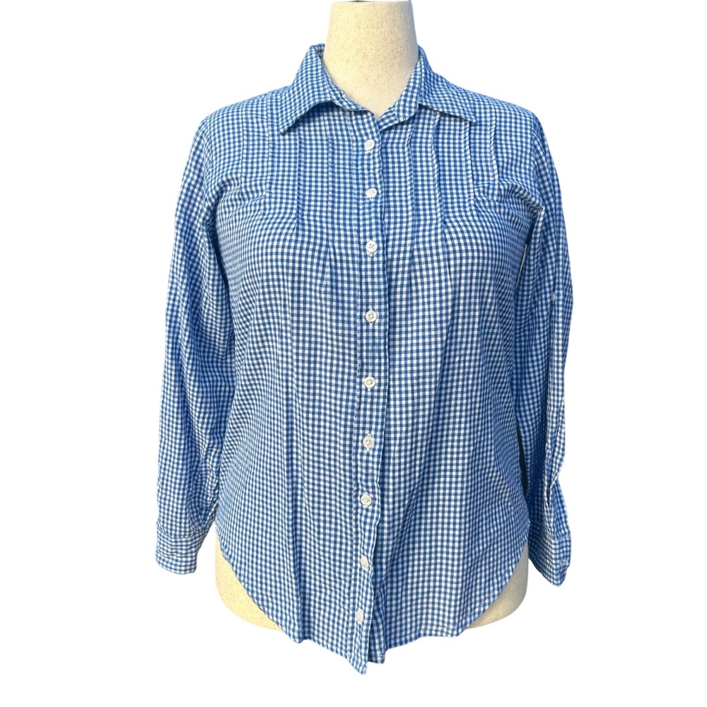 Vtg Company One Gingham Check Button Down Shirt Long Sleeve Wms Med Cottagecore‎